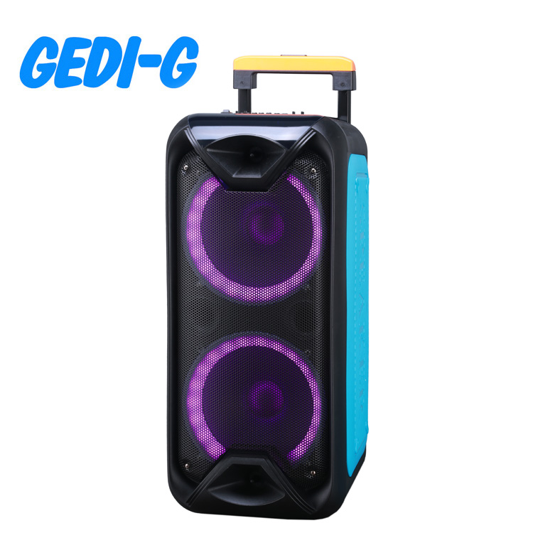 portable bluetooth rechargeable karaoke party speaker system with 2 wireless microphones